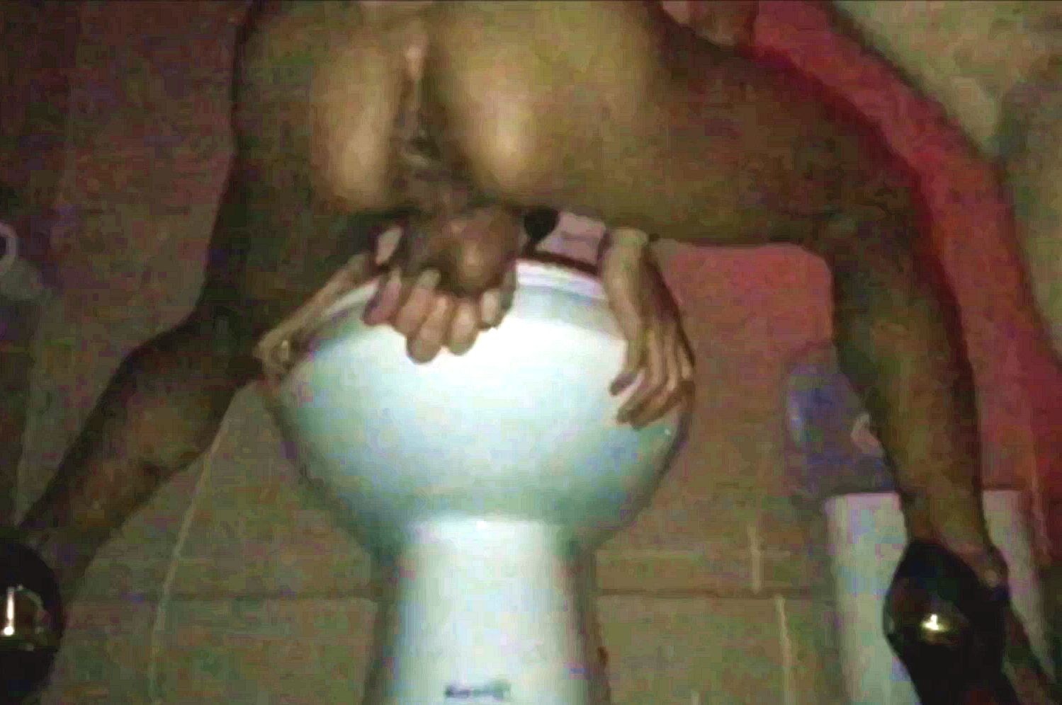 Public toilet bareback fuck with ladyboy