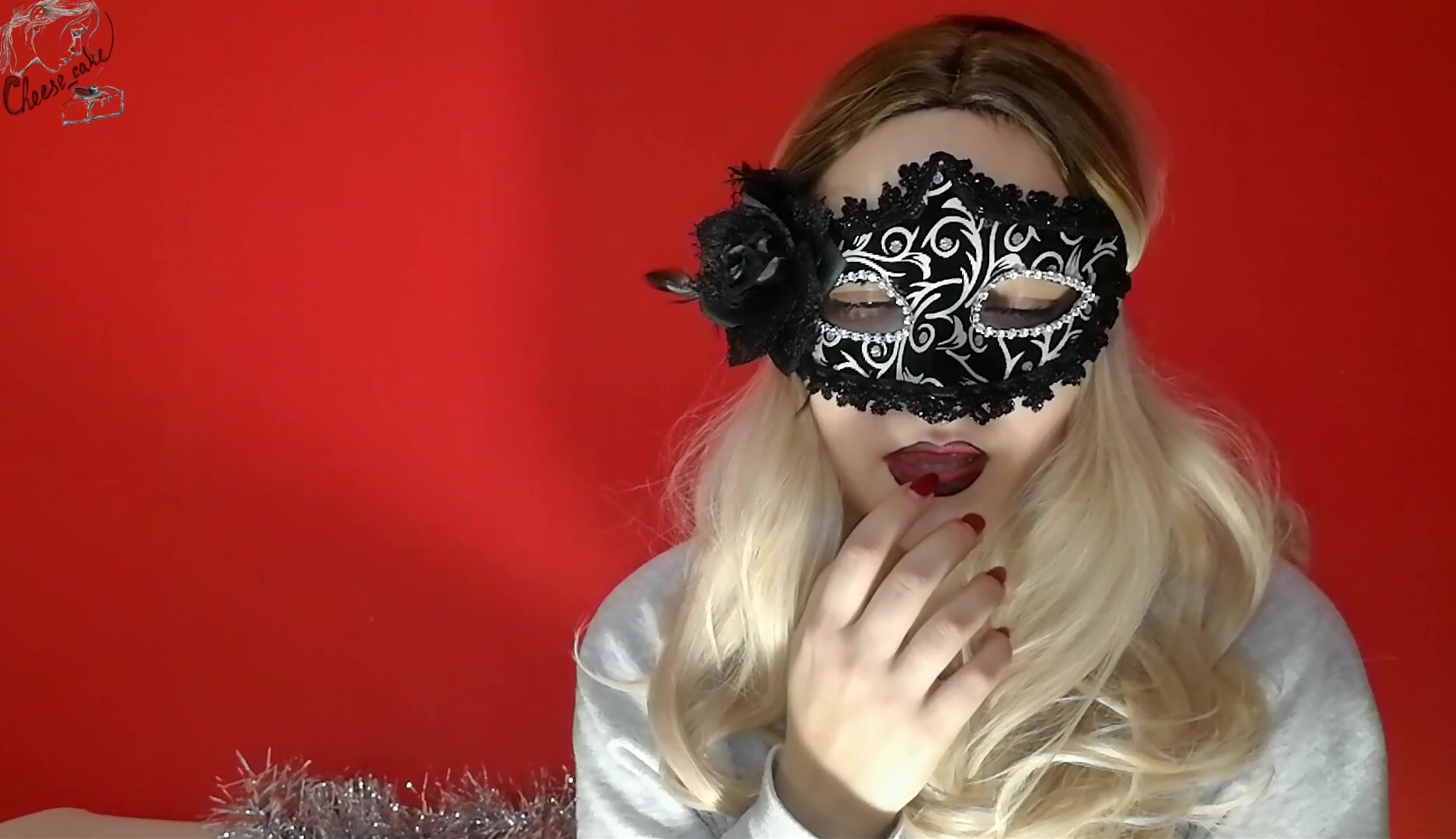 Cheese Cake - Met Her Husband With a Blowjob in a Mask and Stockings (Close up)