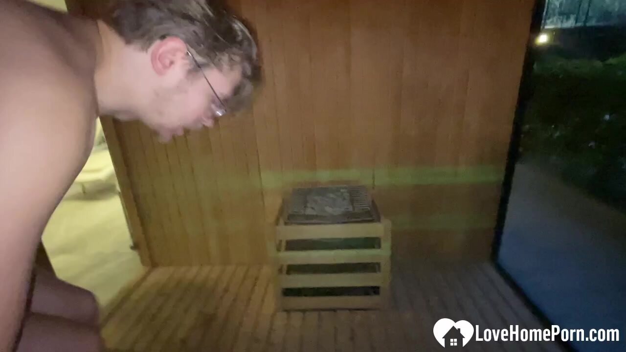 Sucking off a random guy in the sauna