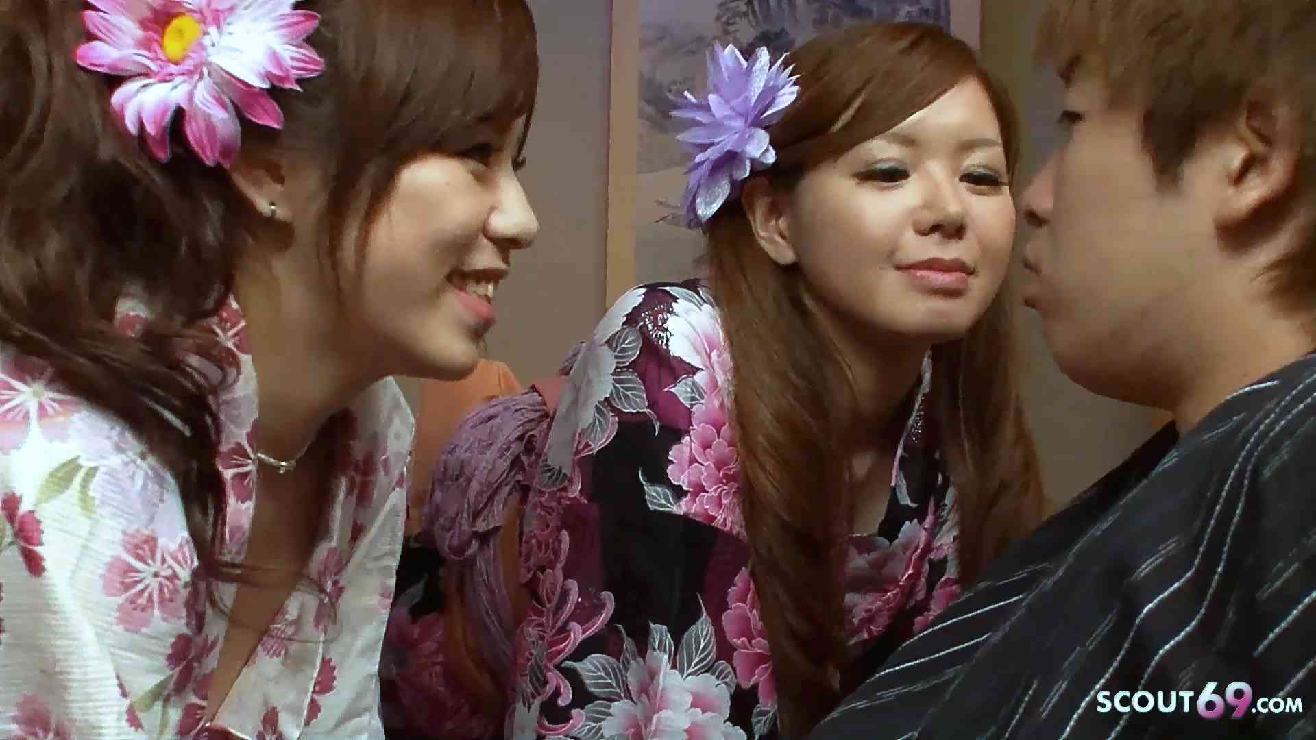 Two Japanese Step-Sisters seduce Virgin Boy to FFM Threesome Fuck when home alone