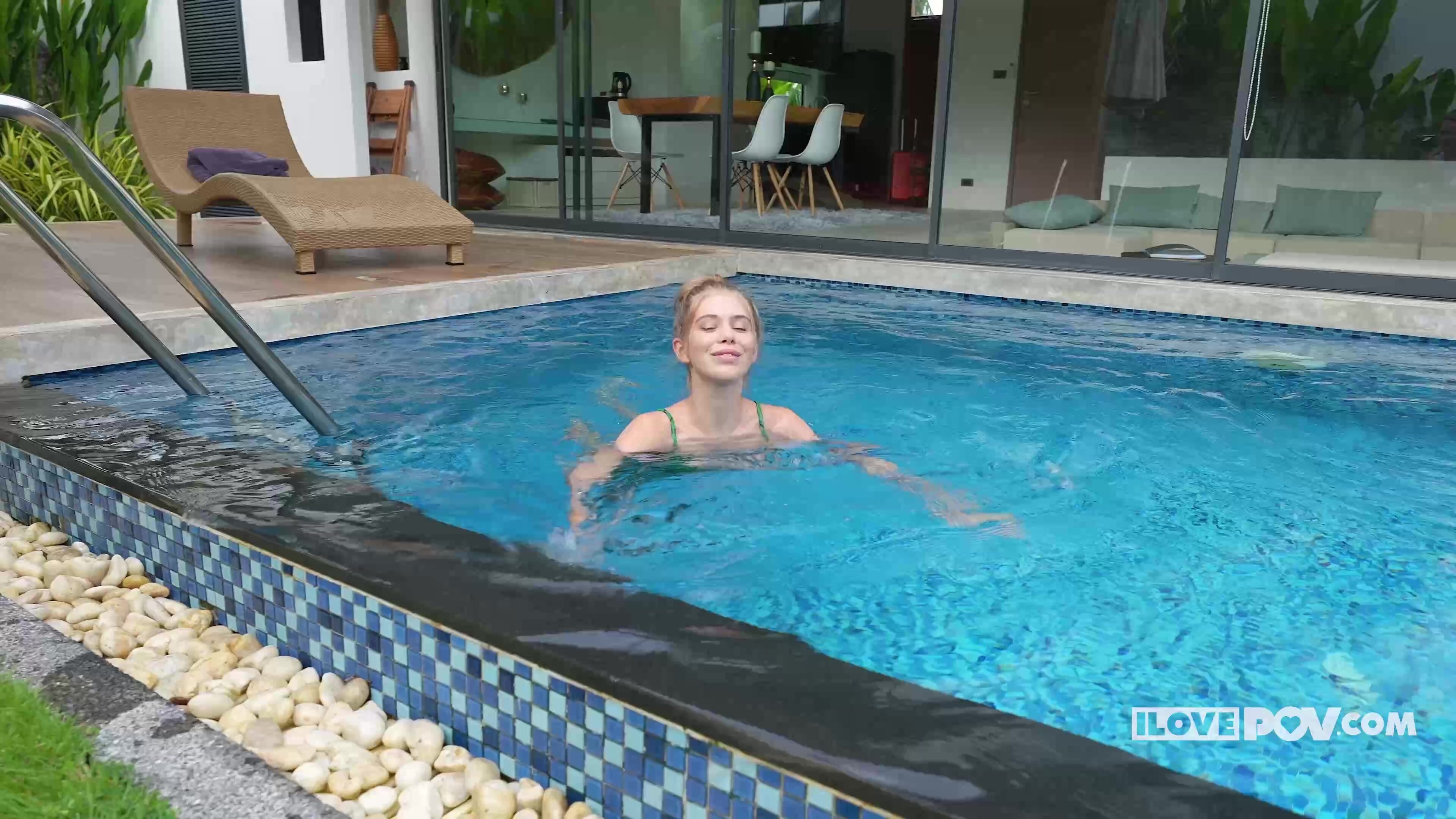 Poolside Blowjob with Little Angel in 4K