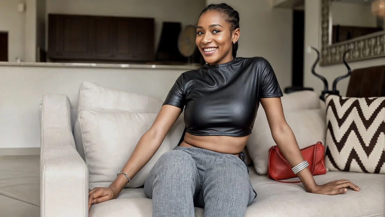 Beautiful black girl starts shy and goes wild at mod...