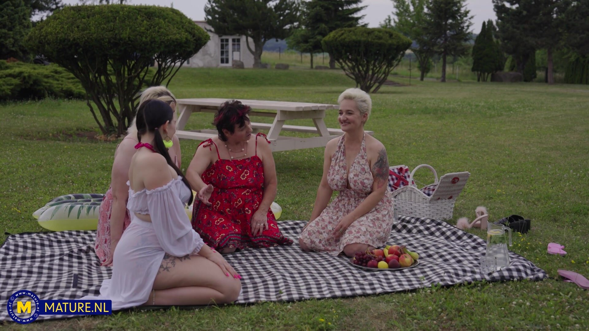 Old and young sex picnic with stepdaughter Suzie Sparklez and mature Joanne, Ameli and Angel Zuzee