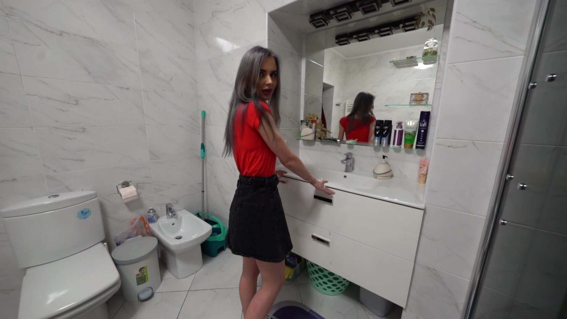 Ricci Star - Step Sister Tries A Big Cock Your Step Brother Inside Her Tight Pussy In Bathroom - Ricci Star