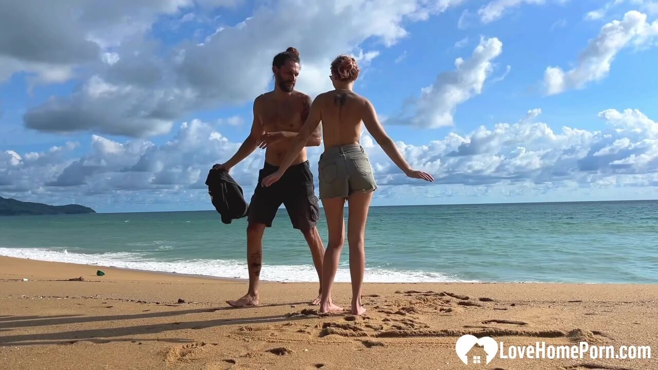 Enjoying the beach in the nude with hubby