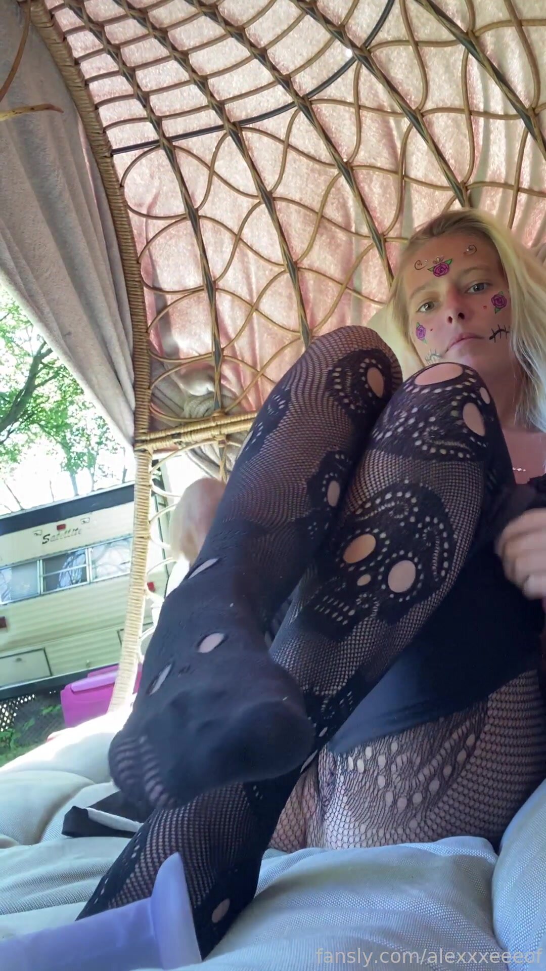 Fansly - @Alexxxeeeof - Skeleton dildo fuck outside