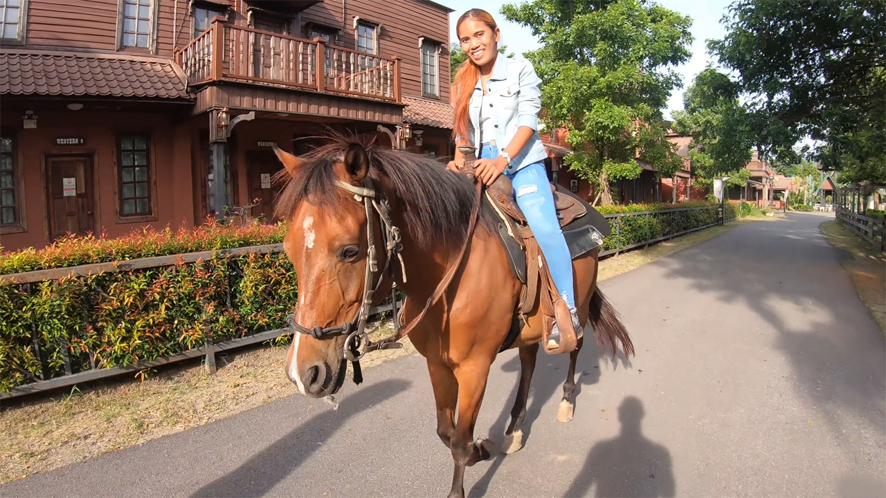 Riding a horse and fucked in a saloon