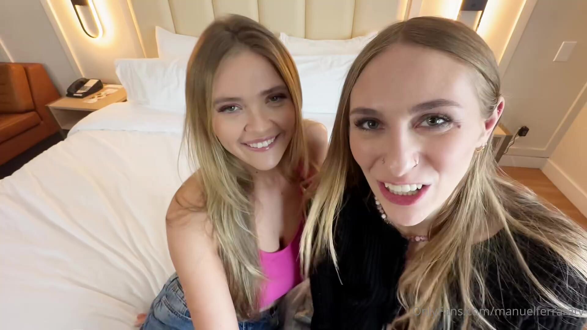 Angie Faith & Angel Youngs Two Hot Blondes Enjoying Riding The Biggest Cock In Their Lives