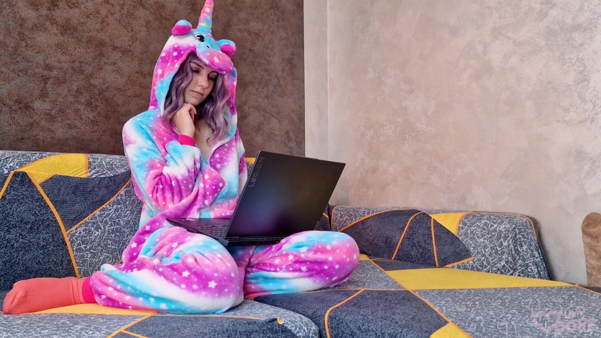 Lina Moore - Girl in Kigurumi Watching Furry Porn