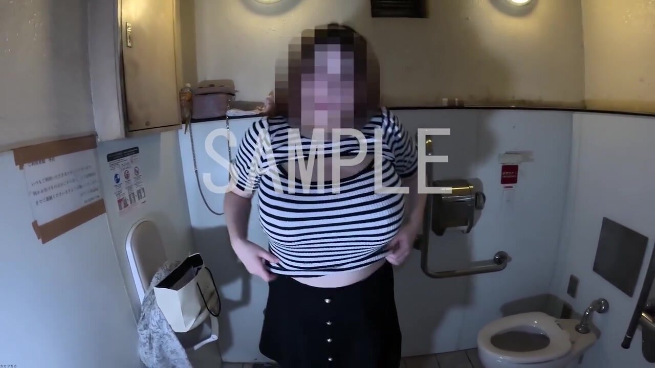Busty J-cup pregnant woman and hardcore sex in public toilets