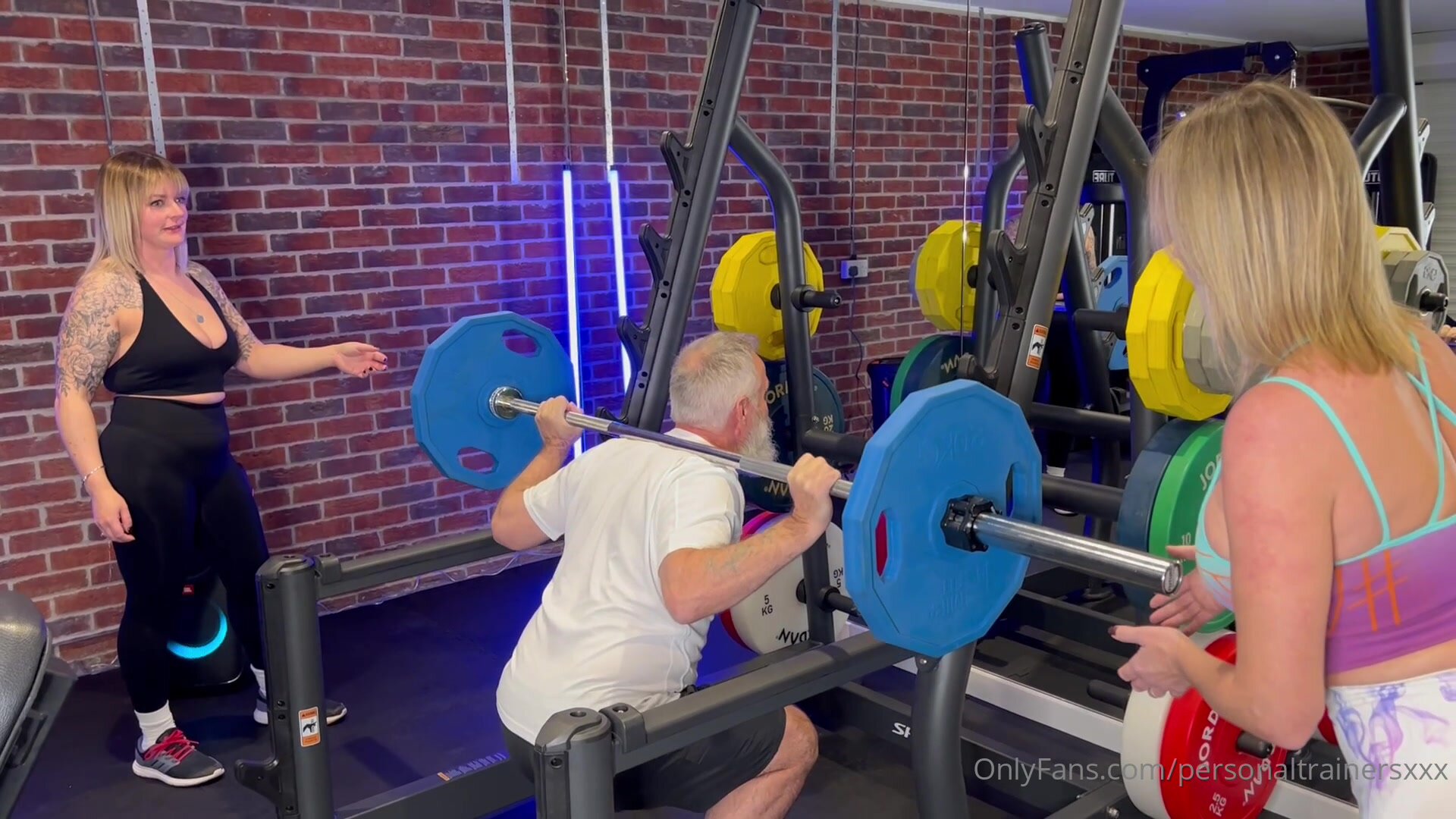 Summer Rose - Two British MILFs Fucks Old Man In The Gym
