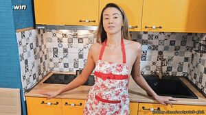 NastyStuf Girl - Stepmom in an apron adds cream (cum) to coffee and drinks wonderful coffee