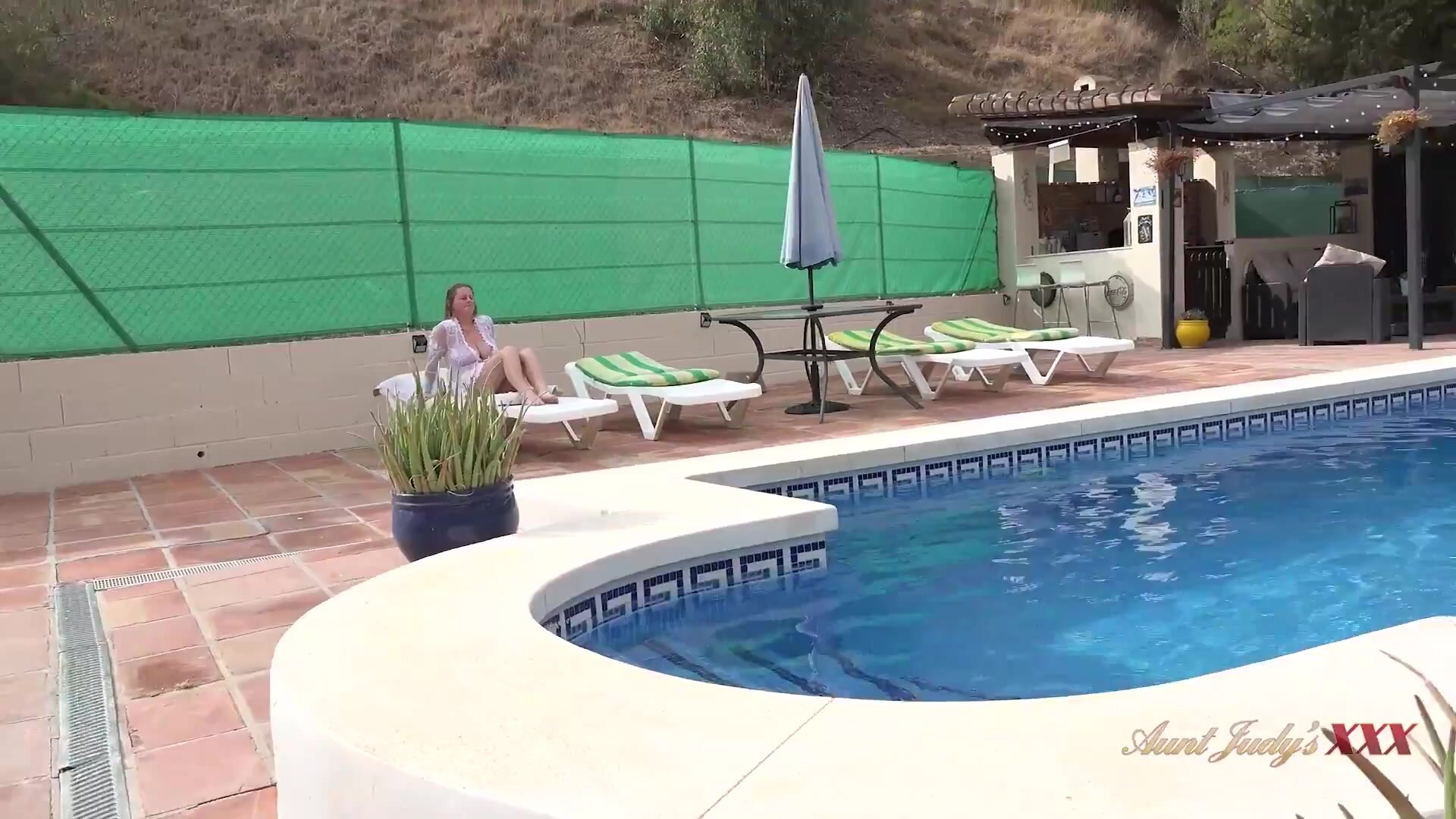 Marie - Busty Blonde Milf Marie Finds A Better Task for the Pool Boy