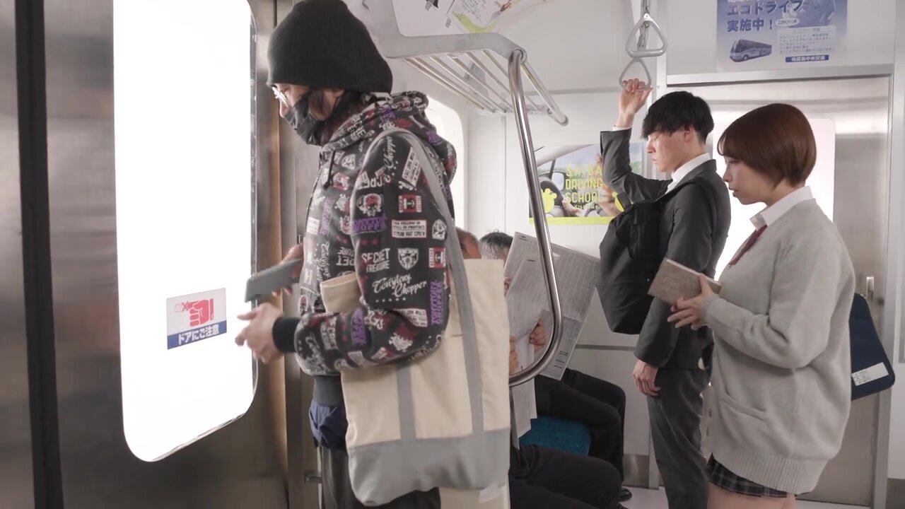 T-38033 Busty Schoolgirl Falls Completely to a Groper Gang During Her Commute – Riho Shishido