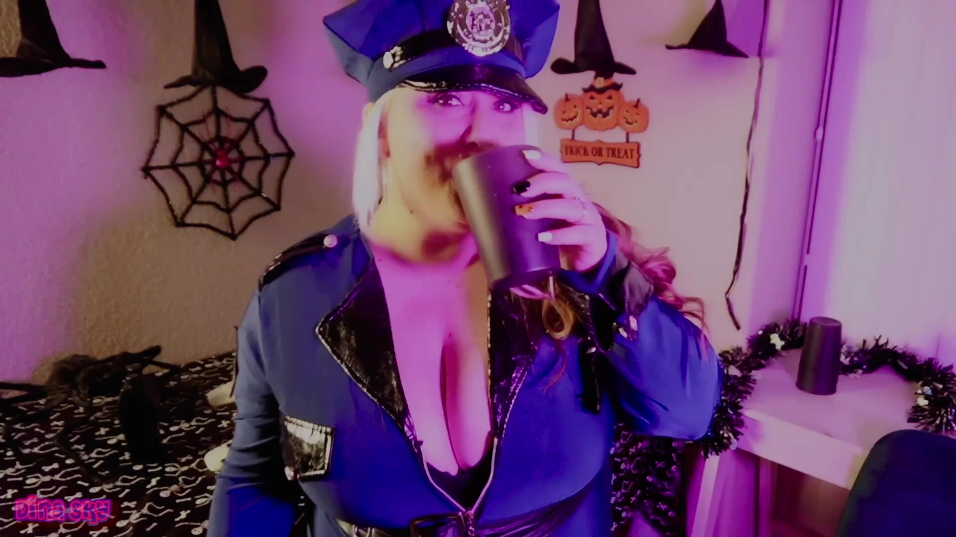 Dina Sky - Flirty Busty Cop Sucks You Down