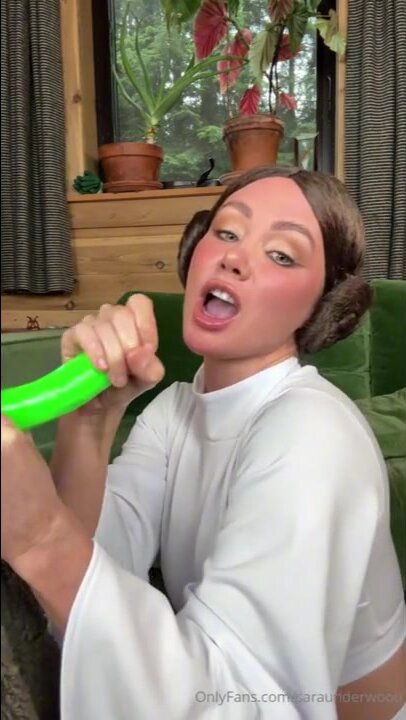 Sara Jean Underwood and a Green Dildo
