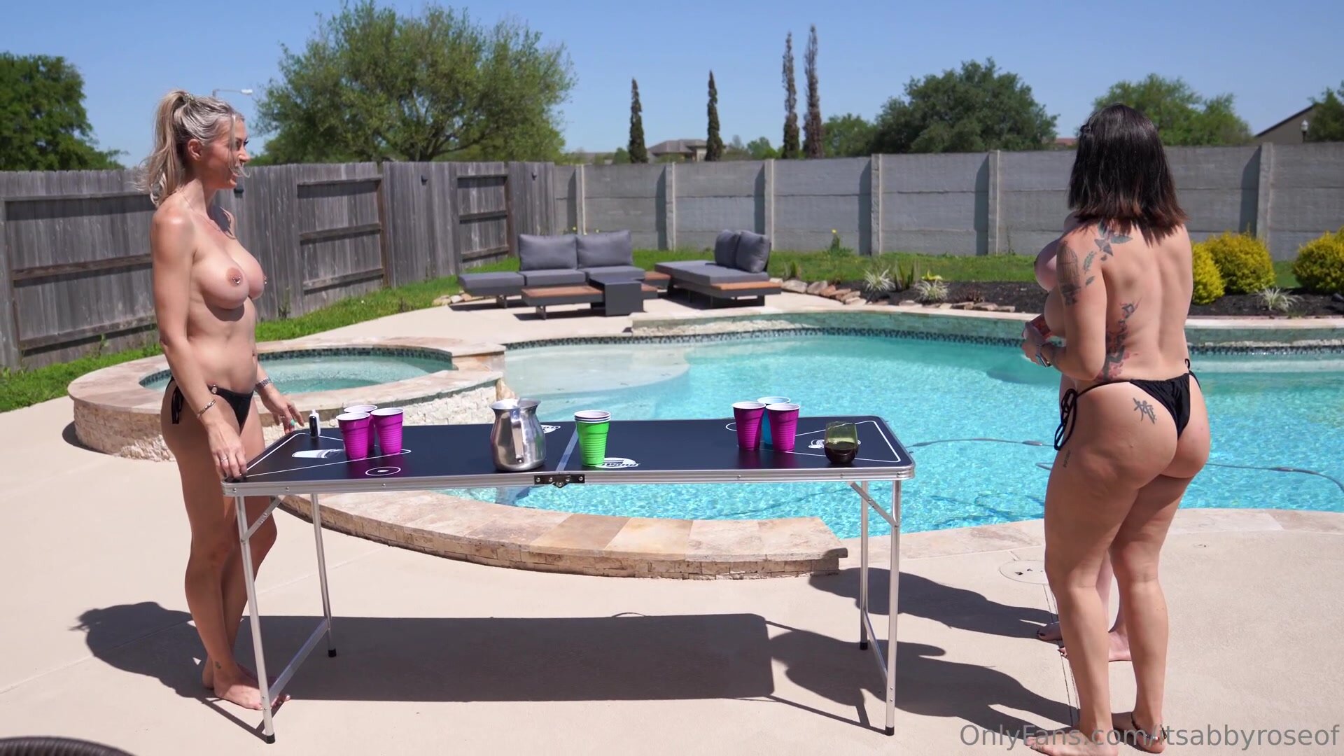 Abby Rose & Hollyhotwife & em098 over for some hot tub fun!