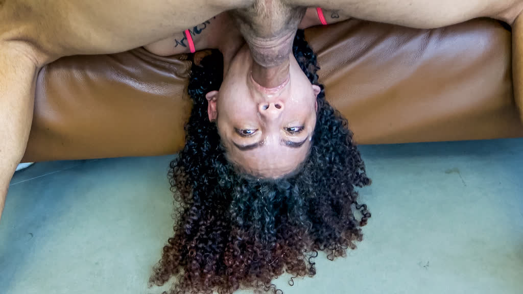 Petite Brazilian Teen SLOPPY FACE FUCK Upside Down POV Close-Up