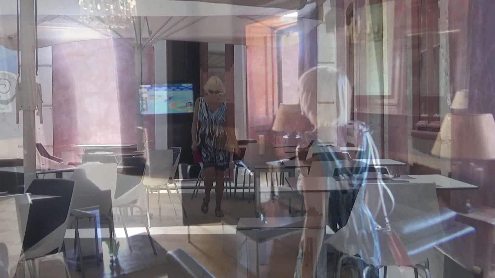 CindyAngel - Girl takes off panties in a cafe and masturbates in public
