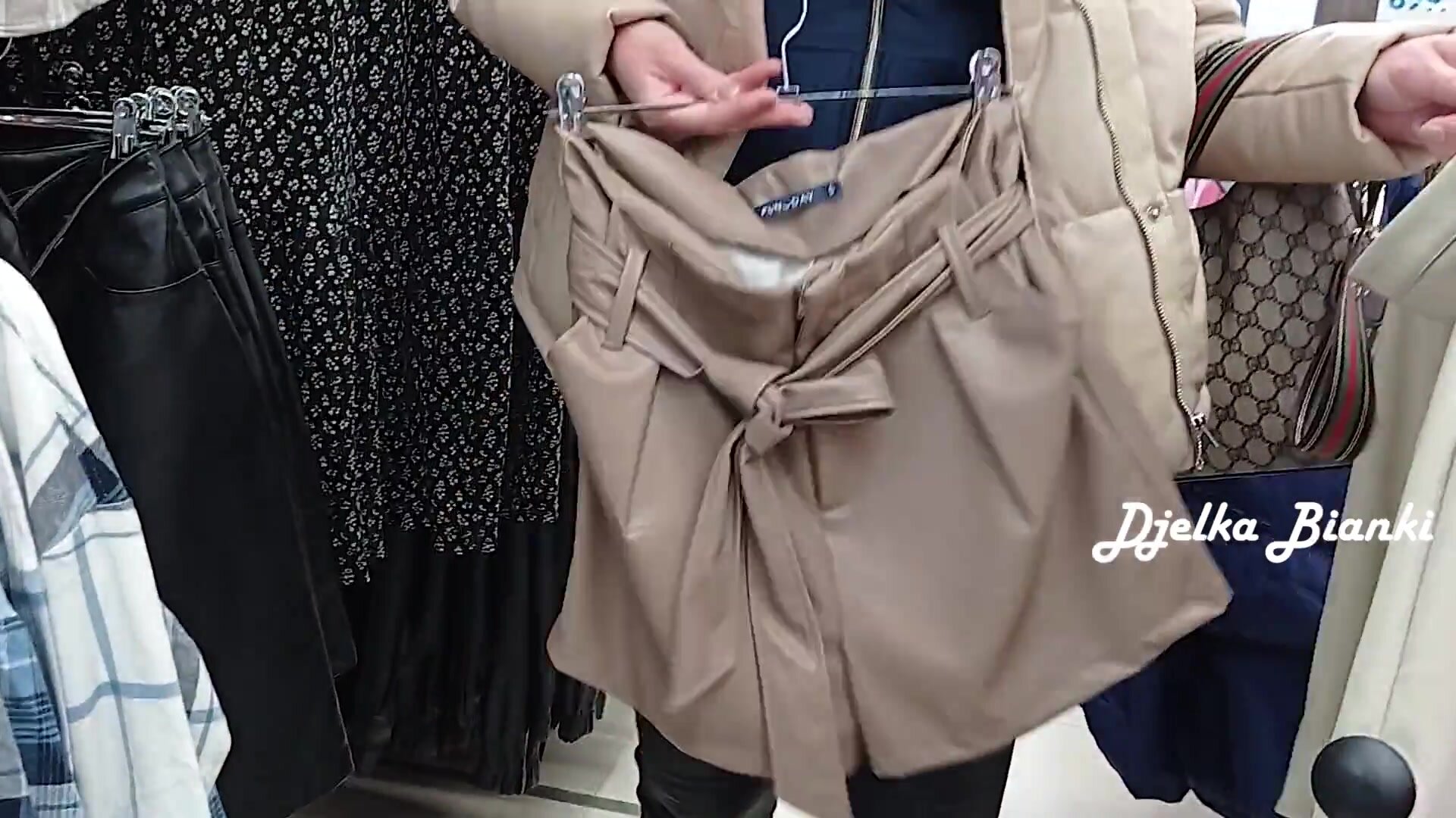 Djelka Bianki - Naughtiness and Risky Sex in the Fitting Room - Public Cum in Panties of a Depraved Amateur Couple