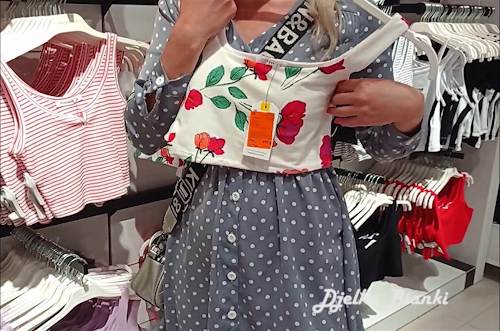 Djelka Bianki - Slut MILF Djelka Bianki is Naughty in the Shopping Center. Risky Sex in the Fitting Room