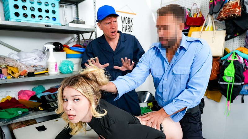 Sophia Sterling fucked by officer and stepbro