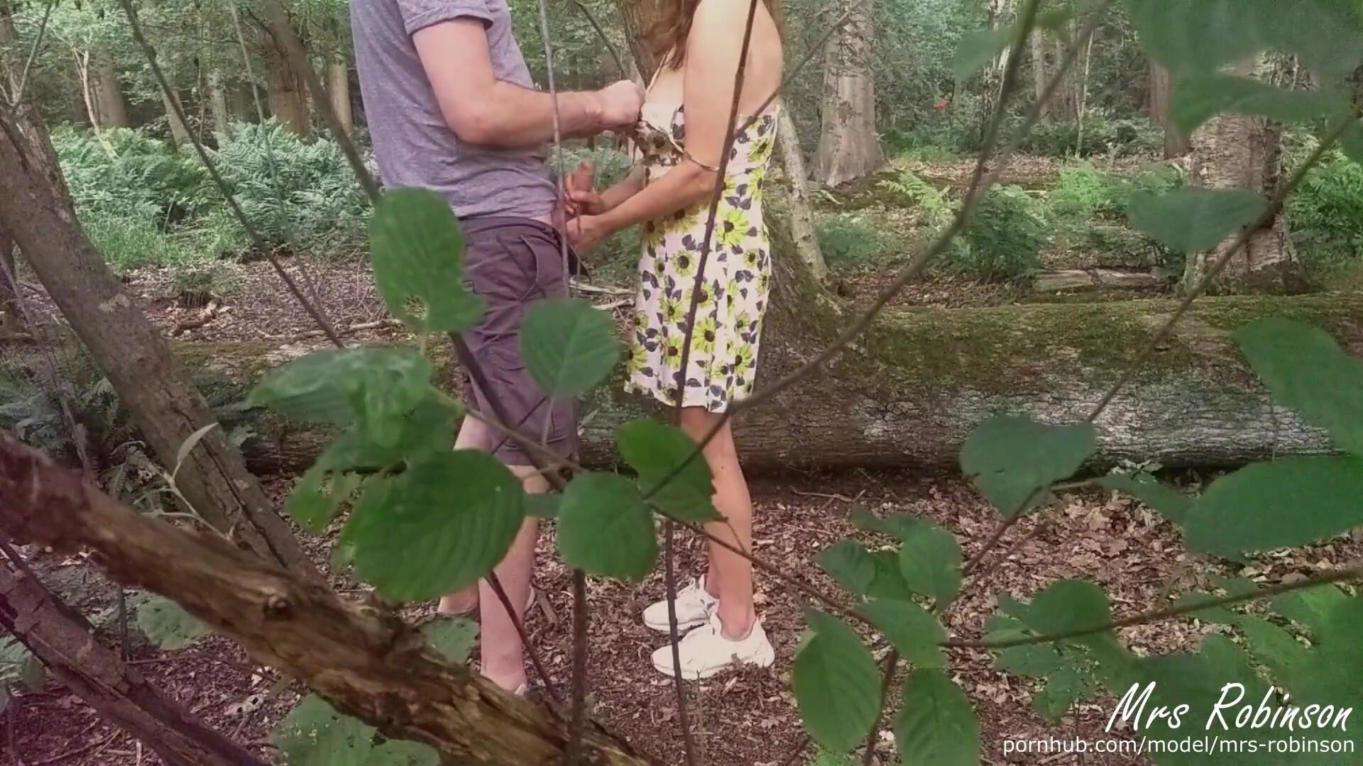 Mrs Robinson - Couple having Public Sex in the woods from Voyeur POV