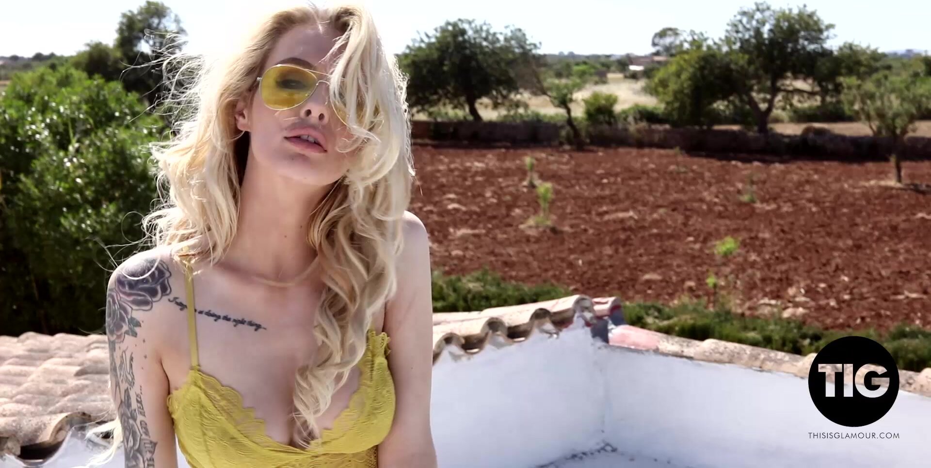 This Is Glamour - Saskia Valentine Strips Naked Outdoors