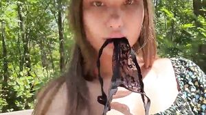 Emilybaby plays with her butt outside