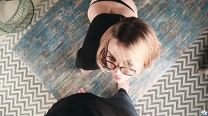 Kristina Babe With Glasses And Stockings Sucks Bfs Dick