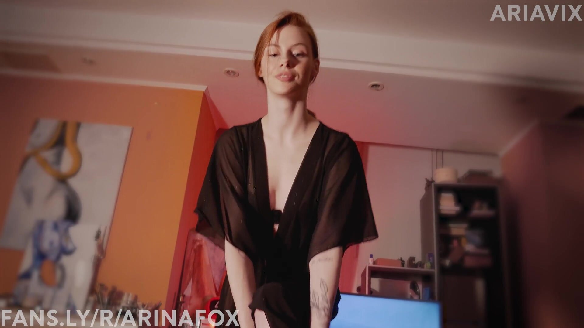 Arina Fox - Huge Cumshot from the tits of supermodel AriaVix. ⧹ juicy blowjob ⧸ pov