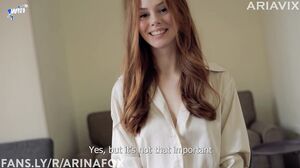 Arina Fox - My dream job! I give my boss a footjob and fuck him until he cums on my nylon feet!