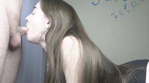 SladkiSlivki - Beautiful student makes a deep blowjob. Guy fucks and cums in the throat.