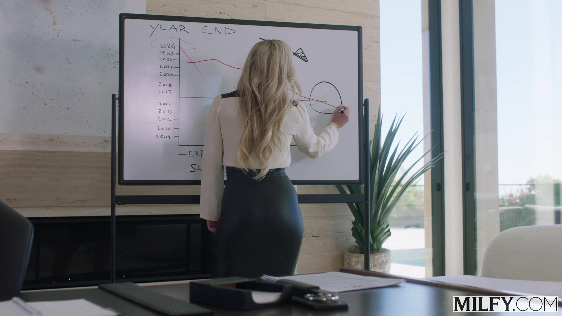 Milfy - Lani Rails - Blonde Boss Lady Gets BBC Tag Teamed