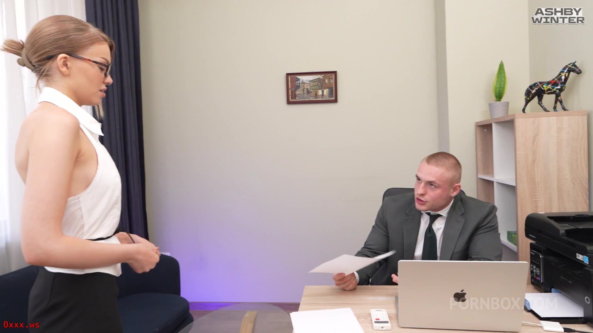 Ashby Winter - Sam The Boss Fucked His Secretary In The Ass In The Office In Front Of His Colleagues