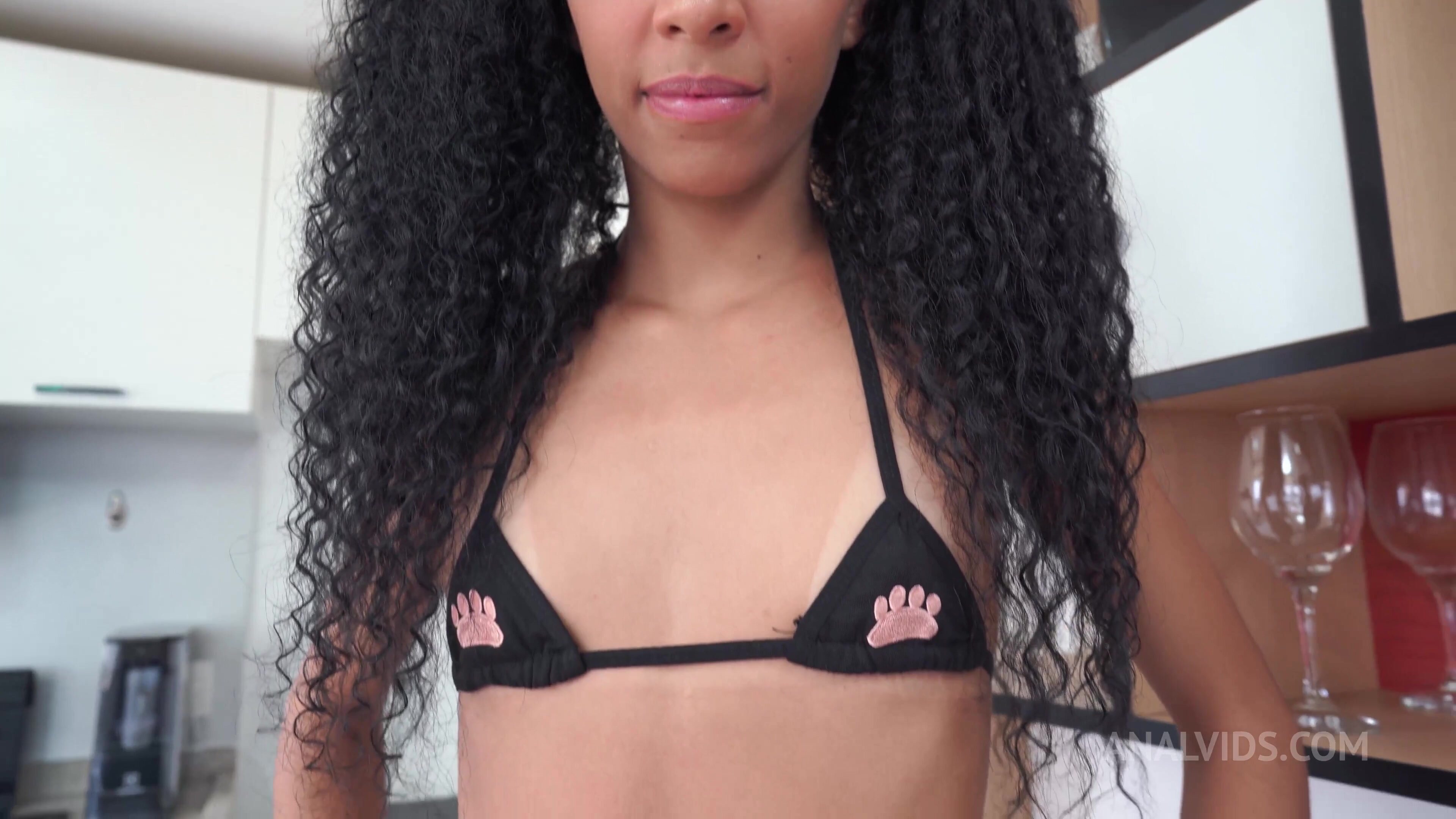 Vitoria Lima, 19 years green-eyes very slim Brazilian ebony, fucked by 2 huge dicks (DP, Anal, 2on1, dirty talk, slim, ATM, nubian) OB553 in 4K