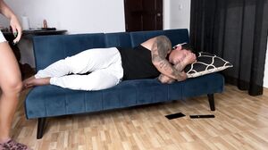 Summer Stepth - Stepsister helps her stepbrother relax when she finds out he has a boner!