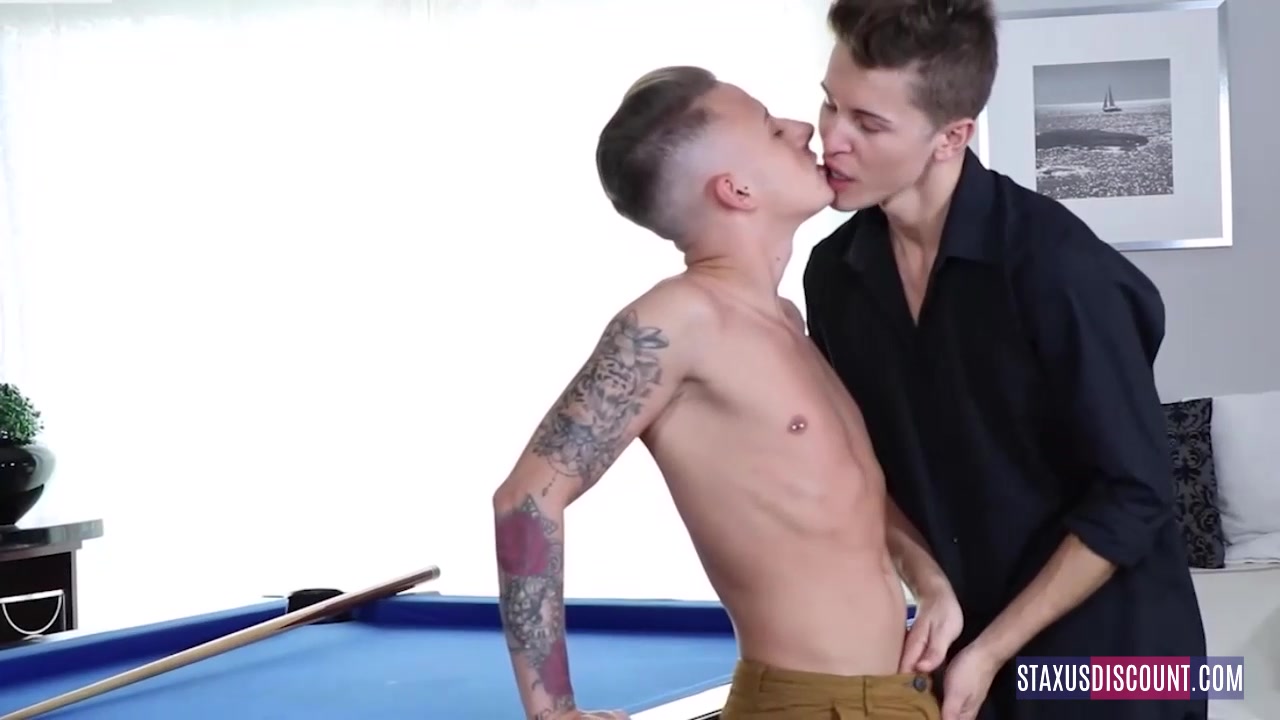 Two twinks fuck on a pool table