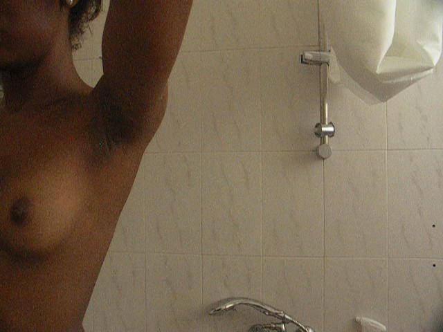 Teeny black going wild in the shower