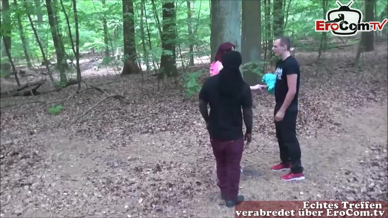 german skinny amateur redhead teen outdoor threesome
