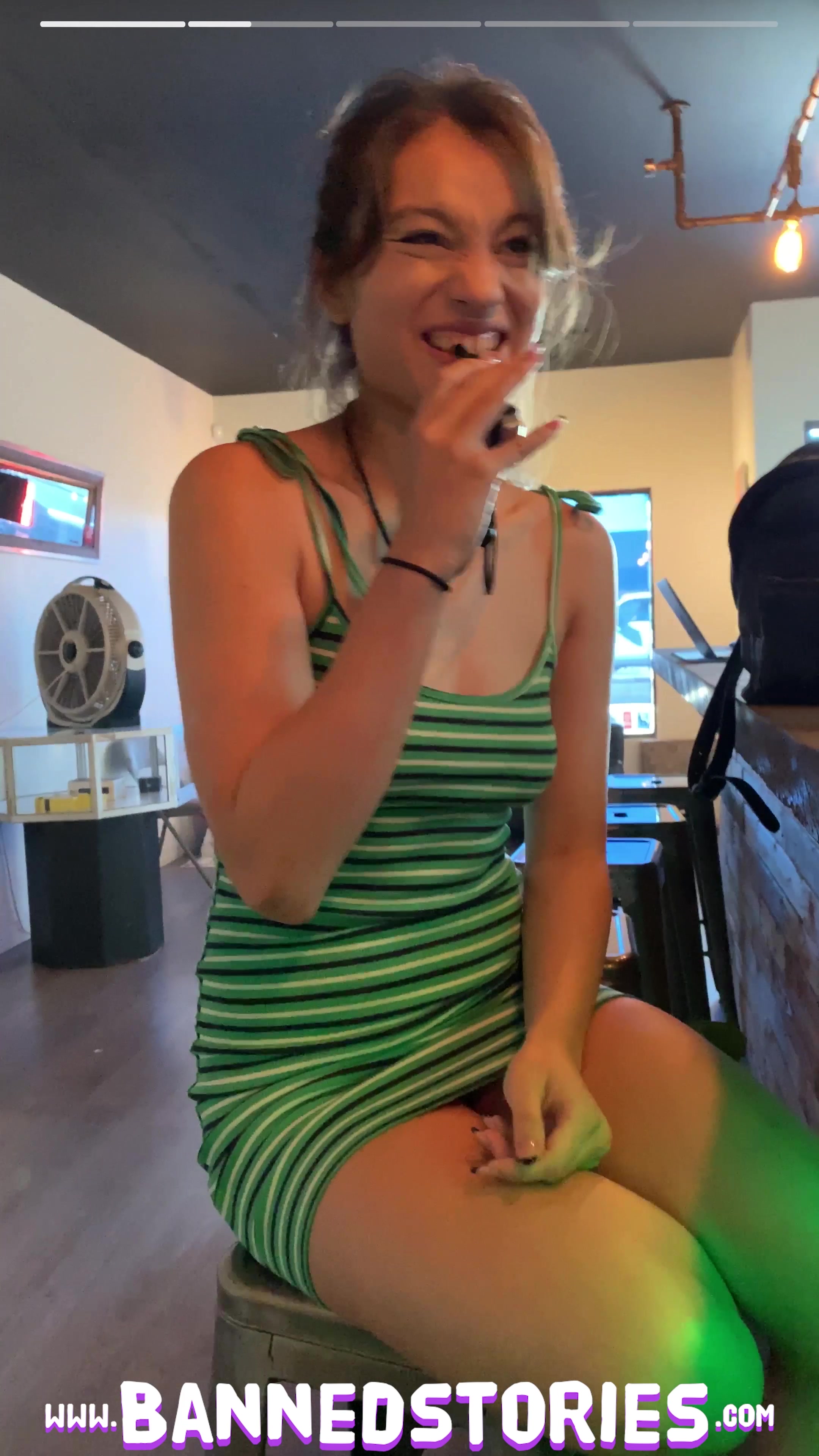 College TEEN Liv Wild VAPING and Giving Blowjob in Publ