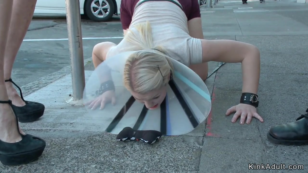 Butt plugged blonde walked in public